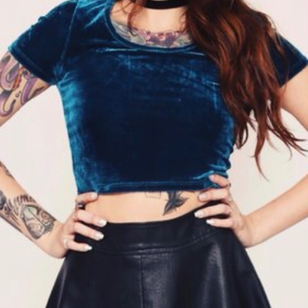Velvet teal crop top